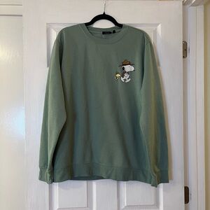 Peanuts Sage Green Snoopy & Woodstock Crewneck Sweatshirt